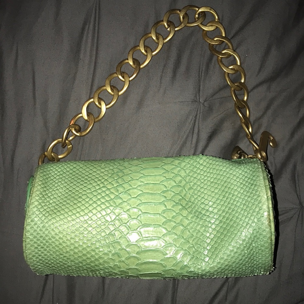 JUICY COUTURE green purse with short gold chain
